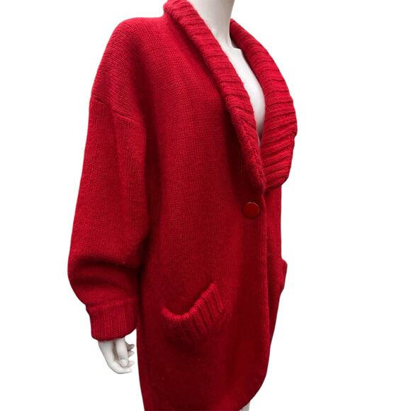 I.B. Diffusion VTG Cardigan Women’s One Size Knit Wool Blend in Red - Picture 2 of 5